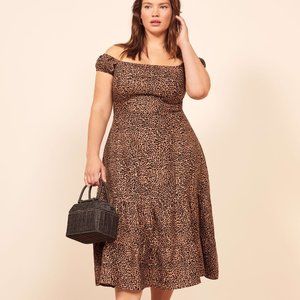 Reformation Linen Leopard Print Dress in size 14 - Extended Size